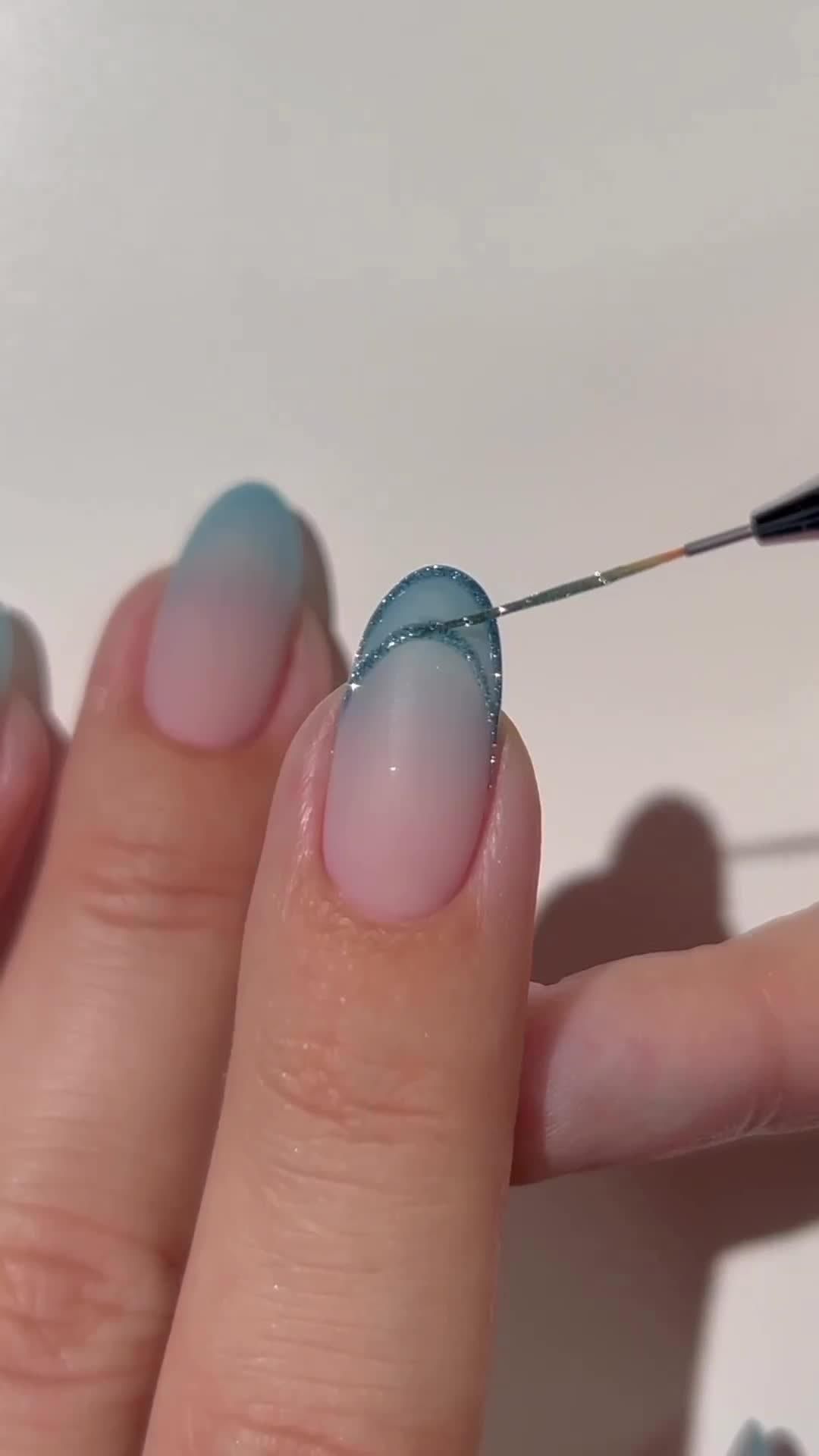 Blue Ombre French nails